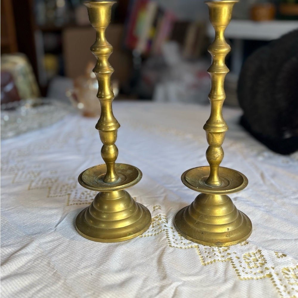 Vintage Elegant Brass Candle Holders - Picture 2 of 8